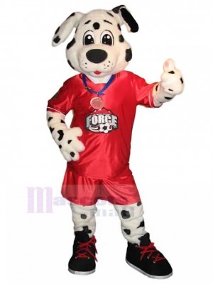 Strenger Fußball-Schiedsrichterhund Maskottchen-Kostüm aus rotem Jersey Tier