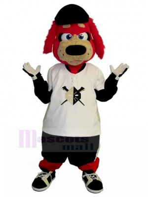 Frank Furry Roter Hund Tierisches Maskottchen-Kostüm im übergroßen Hemden-Outfit