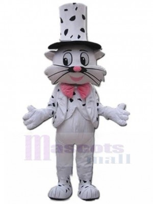 Zauberer Weiße Katze Maskottchen Kostüm Tier im weißen Anzug