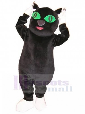 Genervt Schwarze Katze Maskottchen Kostüm mit grünen Augen Tier