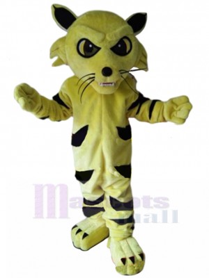 Gelbe Wildkatze Maskottchen Kostüm mit schwarzem Streifen Tier
