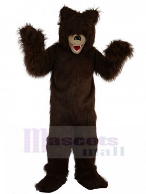 Widerspenstiger Braunbär Maskottchen Kostüm mit langen Haaren Tier