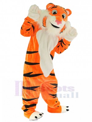 Eifer oranger Tiger Maskottchen Kostüm mit weißem Bart Tier