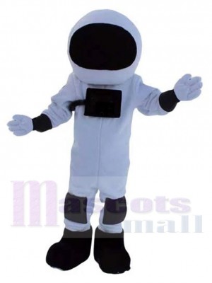 Astronaut Maskottchen Kostüm im schwarz-weißen Raumanzug Menschen