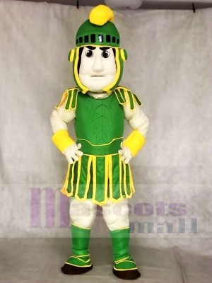 Grüner und gelber spartanischer trojanischer Ritter Sparty Maskottchen Kostüme