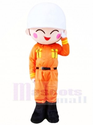 Feuerwehrmann In Orange Anzug Maskottchen Kostüme Menschen