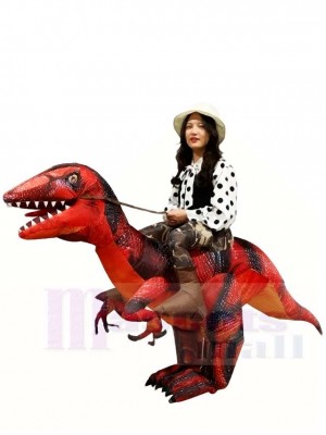 Velociraptor Dinosaur Carry Me Ride On T-Rex Inflatable Halloween Costumes for Adults