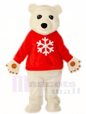 Red Shirt White Polar Bear Mascot Costumes Animal