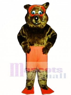 Fluss Otter mit Shorts, Flossen & Goggles Maskottchen Kostüm Tier