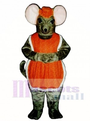 Oma Maus mit Brille, Hut und Schürze Maskottchen Kostüm Tier