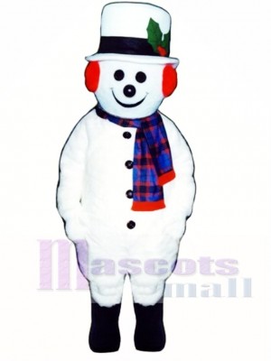Jolly Schneemann mit Hut, Ohrenschützer & Schal Weihnachts Maskottchen Kostüm Weihnachten Xmas
