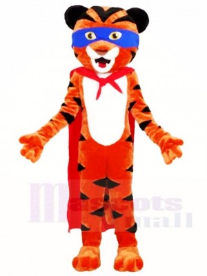 Superheld Tiger mit rot Umhang Maskottchen Kostüme Tier