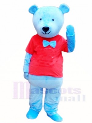 Blau Teddy Bär im roten Hemd Maskottchen Kostüme Tier