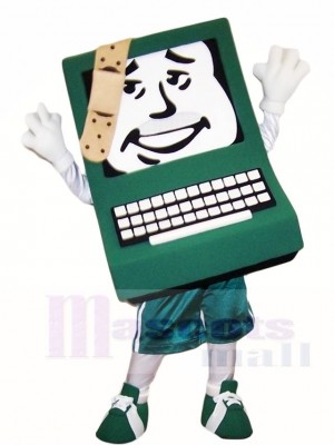 Grüner Computer mit Pflaster Maskottchen Kostüme
