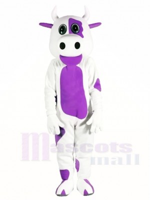Weiße Kuh mit Purple Belly Maskottchen Kostüme Tier
