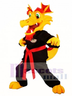 Gelbe Kung Fu Drachen Maskottchen Kostüme Tier