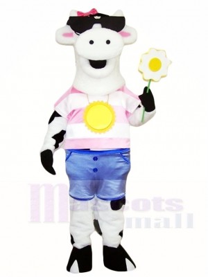 Weiße Kuh mit Sonnenbrille Maskottchen Kostüme Bauernhof Tier