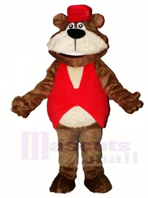 Braun Bär im rot Hut Maskottchen Kostüme Tier