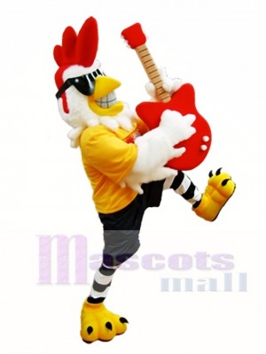 Hahn mit Gitarre Maskottchen Kostüm Rockin Huhn Maskottchen Kostüme Tier
