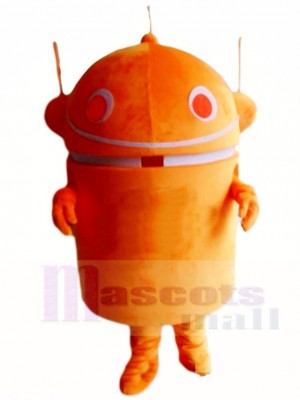 Orange androider Roboter Maskottchen Kostüm Karikatur