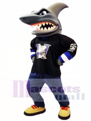 Schwarzes Shirt Hai Maskottchen Kostüm Ozean