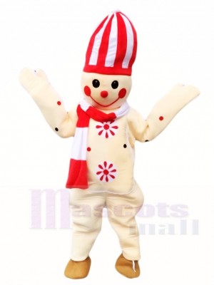 Schneemann Maskottchen Kostüme mit weißem und rotem Hut Weihnachten