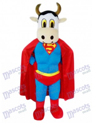 Super Cow Rinder mit Supermann Cape Maskottchen Kostüm Tier