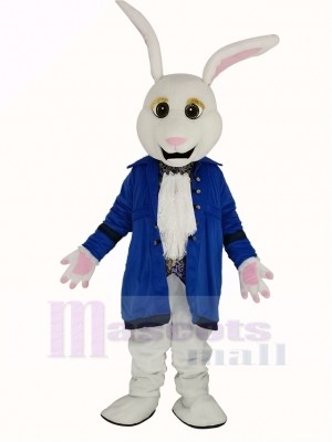Ostern Weiß Hase im Blau Mantel Maskottchen Kostüm