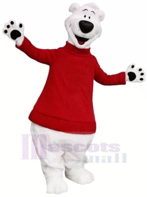 Polar Bär mit rot Sweatshirt Maskottchen Kostüme Erwachsene