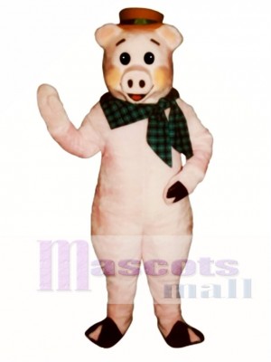 Nettes staatliches angemessenes Schwein mit Hut & Schal Maskottchen Kostüm Tier
