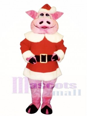 Schwein mit Santa Coat & Hat Maskottchen Kostüm Tier
