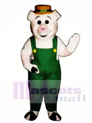 Bauer Ferkel Schwein Schwein mit Overalls & Hut Maskottchen Kostüm Tier