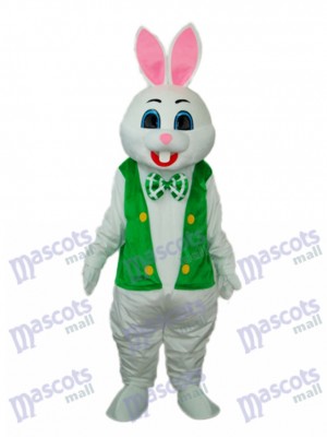 Ostern Kaninchen mit grüner Weste Maskottchen Erwachsene Kostüm Tier