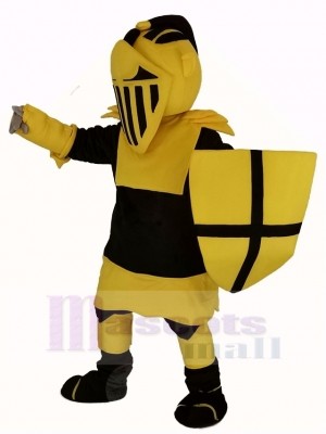 Schwarz und Gelb Ritter Maskottchen Kostüm Menschen