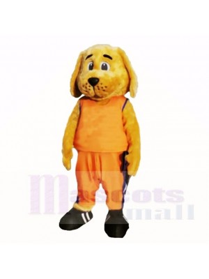 Sportlich Hund mit Orange Hemd Maskottchen Kostüme Karikatur