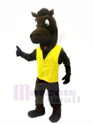 Schwarz Pferd mit Gelb Weste Maskottchen Kostüme
