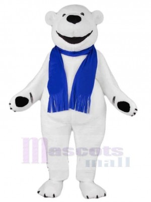 Blauer Schal Eisbär Maskottchen-Kostüm Für Erwachsene Maskottchen-Köpfe