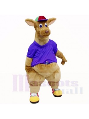 Hochwertiger Känguru mit lila Hemd-Maskottchen-Kostümen Erwachsener