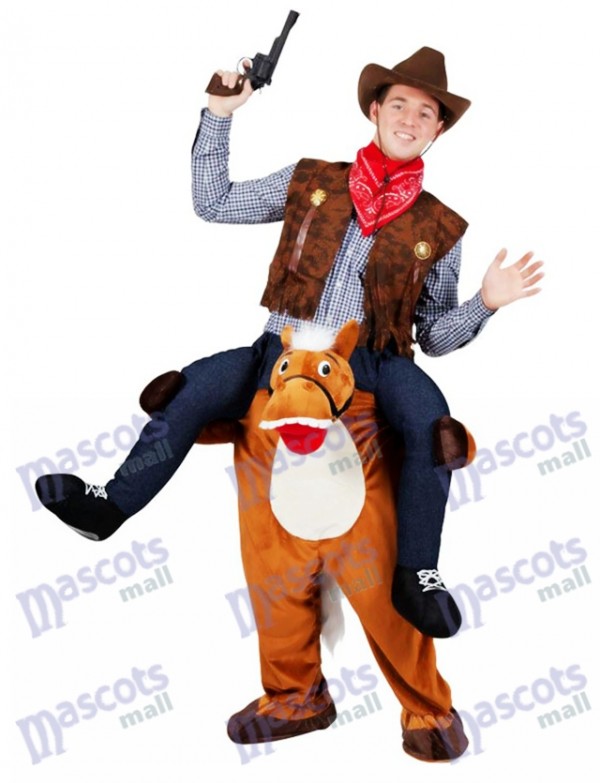 Wild Western Pferd tragen mich Piggy Back Maskottchen Kostüm Farm Cowboy Kostüm