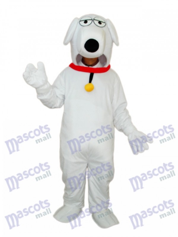 Weißer Hund mit Necklet Maskottchen Adult Kostüm Tier