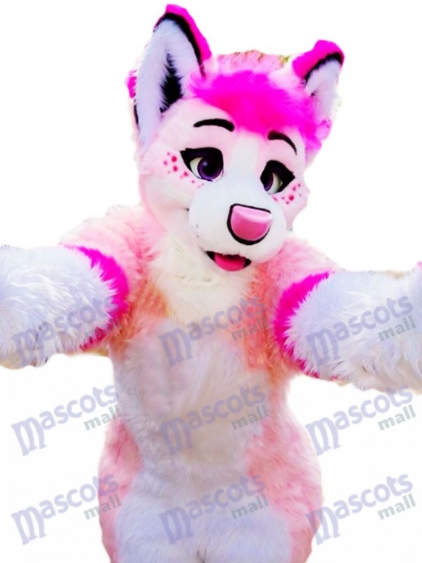 Pink Husky Hund Erwachsene Maskottchen Kostüm Tier Cartoon