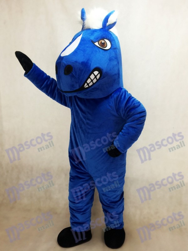 Königsblaues Mustang Pferdemaskottchen Kostüm