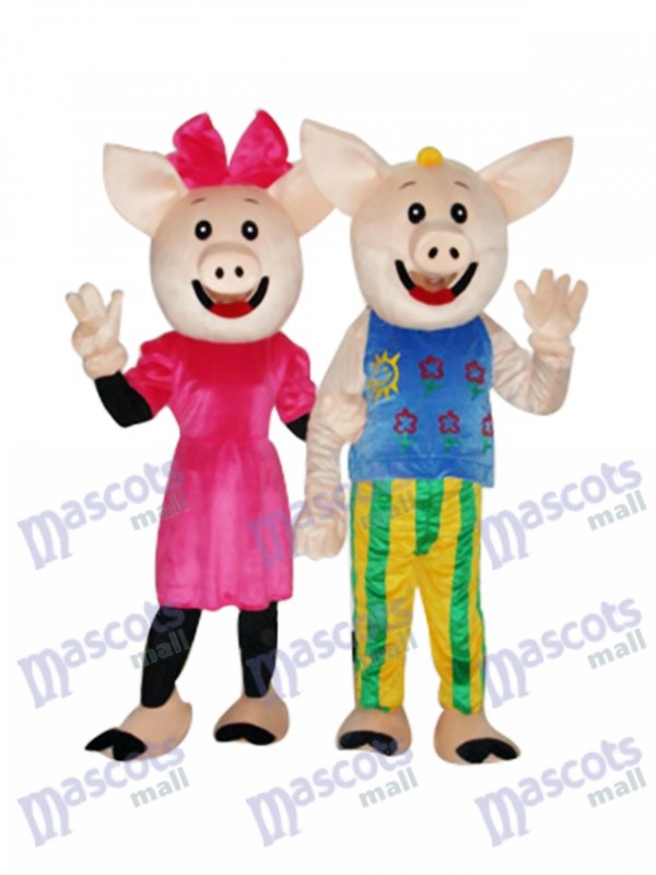 Kakao Paar Schwein Maskottchen Erwachsene Kostüm Tier